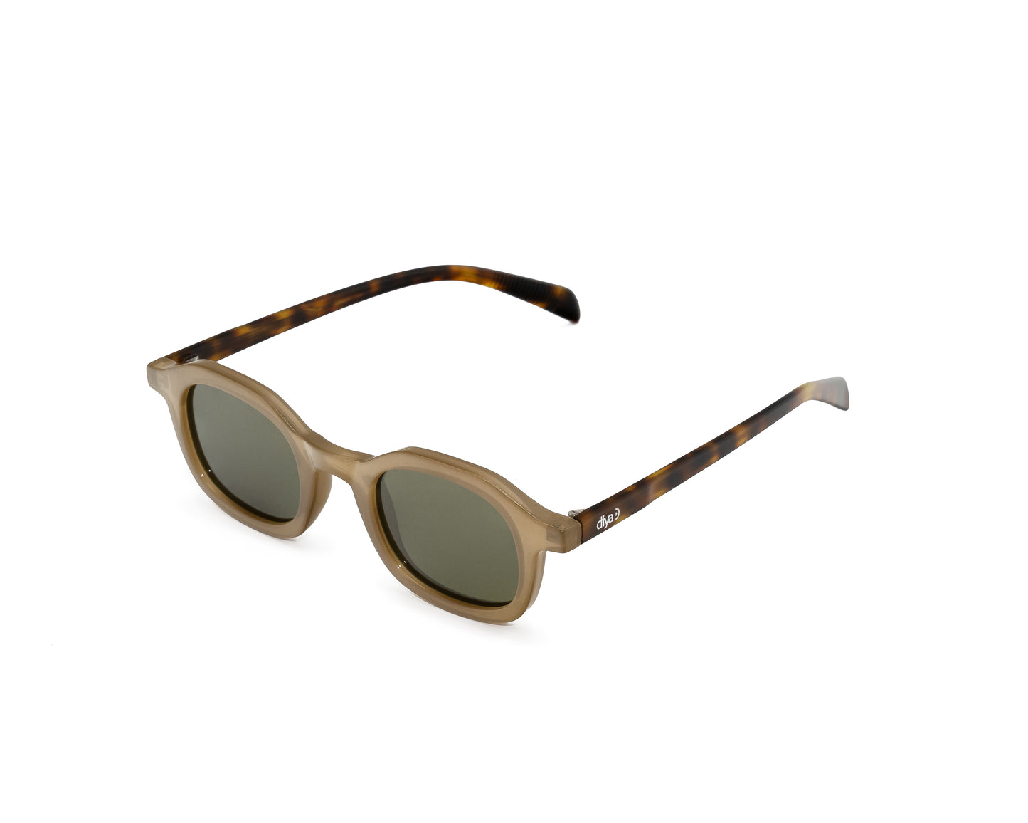 Gafas CREST con lentes degradé y marco gris translúcido – diseño elegante con detalles carey