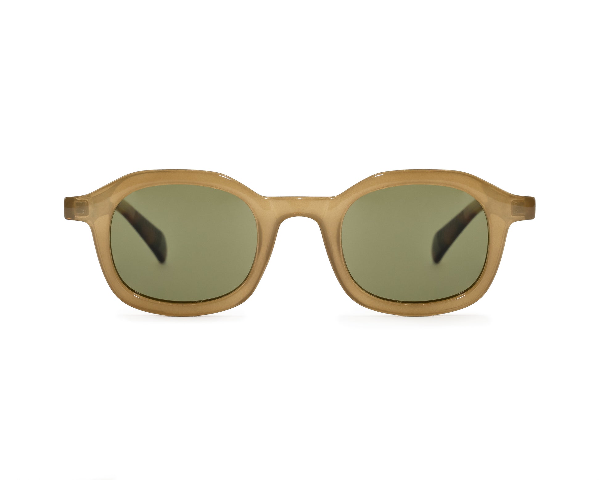 Gafas CREST con lentes degradé y marco gris translúcido – diseño elegante con detalles carey
