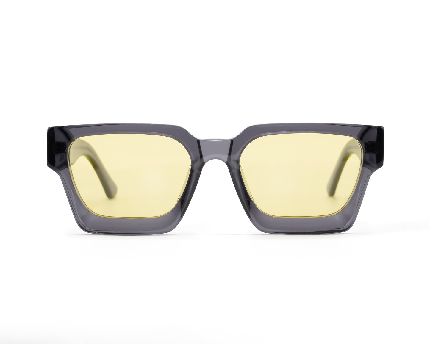 Gafas CLARITY cuadradas con lentes claros – marco gris translúcido y diseño urbano DIYA

